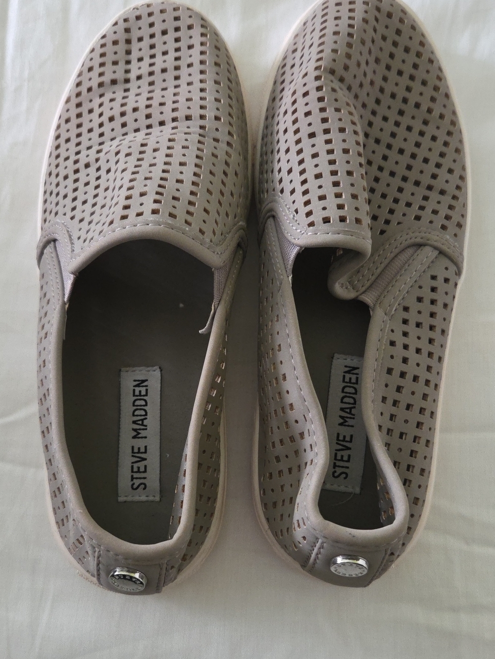 Steve Madden Perforated Slip-On Moccasins in Taupe